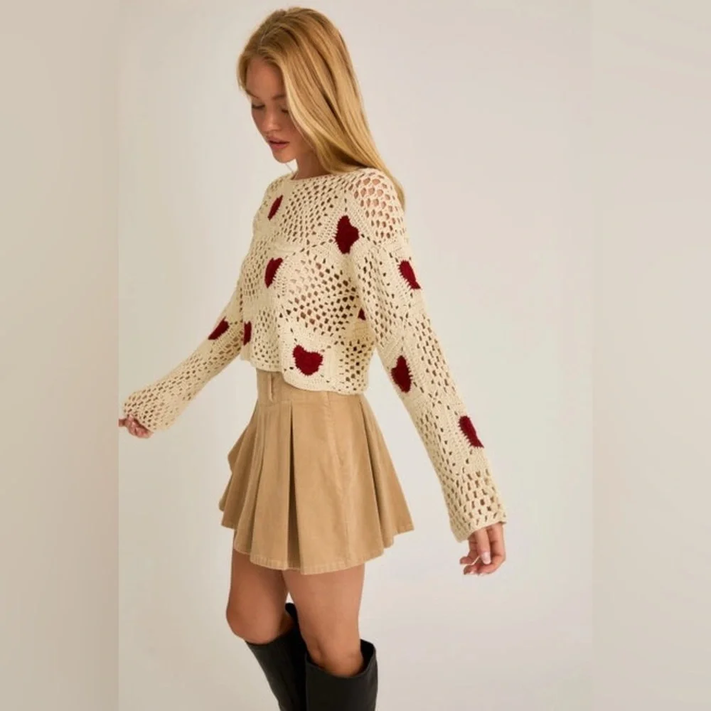 Crochet Heart Sweater Top - Le Lis - Picture 2 of 8